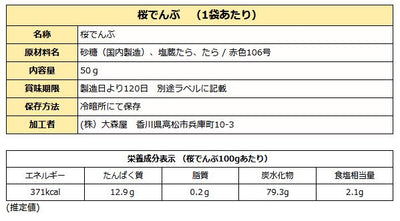 大森屋 桜でんぶ 50g袋入り
