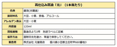 小豆島・再仕込み醤油「元」 120ml瓶入り  ( 化粧箱無し )