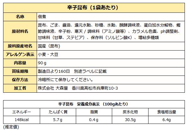 からし昆布 90g 大森屋 辛子昆布 辛子こんぶ 佃煮