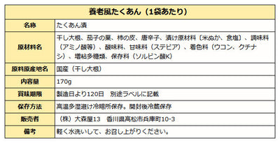 大森屋 養老風たくあん ( 田舎沢庵 ) 170g袋入り
