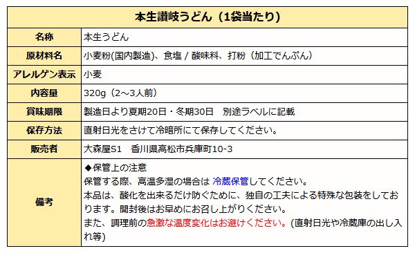 手打ち讃岐うどん本生麺 ( 2～3人前 ) 香川・大森屋