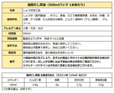鎌田醤油 鎌田 だし醤油 500ml 4本入り 送料無料
