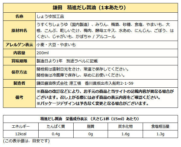 鎌田醤油 精進だし醤油 200ml
