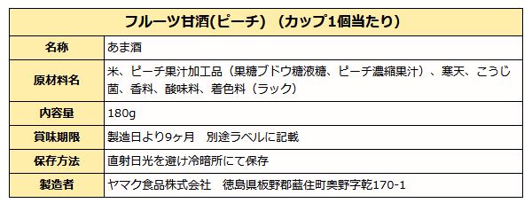 フルーツ甘酒 ピーチ ( ノンアルコール ) 180gカップ１２個入り 送料無料