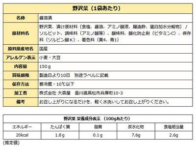 野沢菜漬け ( 野沢菜 ) 150g袋入り 【クール便】 大森屋 のざわ菜 漬物