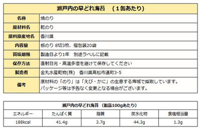 瀬戸内の早どれ海苔 （ 焼きのり 希少糖入り味付のり ） 缶入りセット