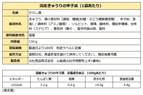 国産 きゅうりの辛子漬 130ｇ ( きゅうり 漬物 )