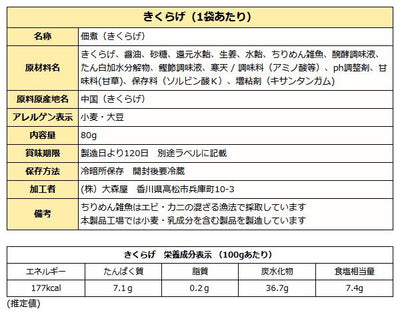 きくらげ 袋入り 大森屋 佃煮
