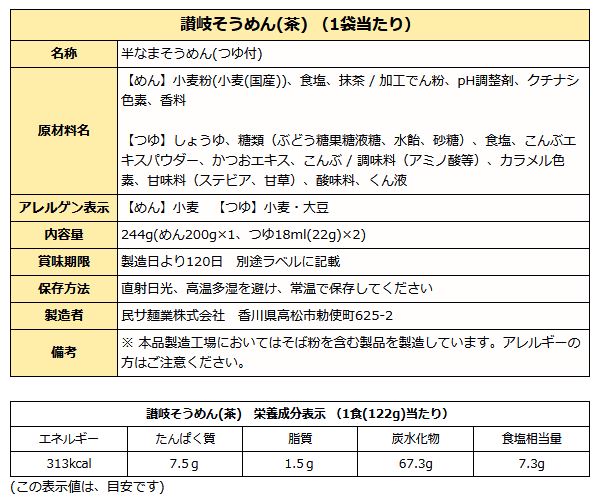 茶そうめん 半生 つゆ付 2人前  ( そうめん 素麺 ノンオイル 遍路 )