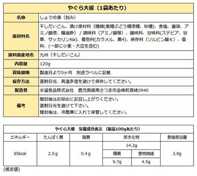 やぐら大根 ( 国産 スライス沢庵 寒干大根 たまり漬け ) 120g×4袋 送料無料 メール便