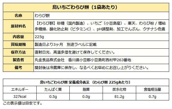 島いちご わらび餅 小豆島産苺 本わらび粉使用 225g×10袋 送料無料