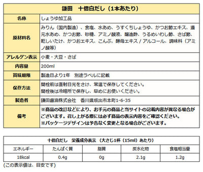 鎌田醤油 十倍白だし 200ml