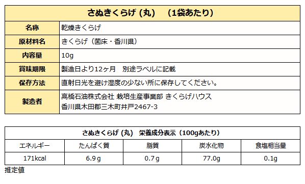 さぬきくらげ 丸 ( 香川県産 乾燥 きくらげ ) 10g 袋入り 送料無料 メール便