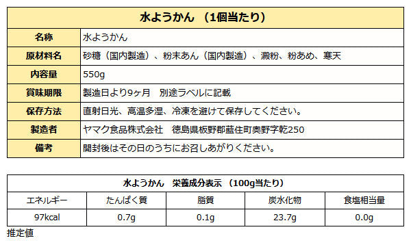 大容量 水ようかん 550g