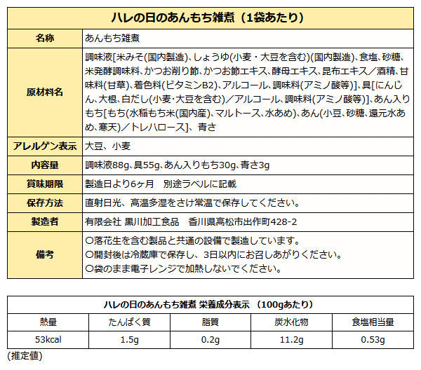 讃岐 ハレの日の あんもち雑煮 一人前