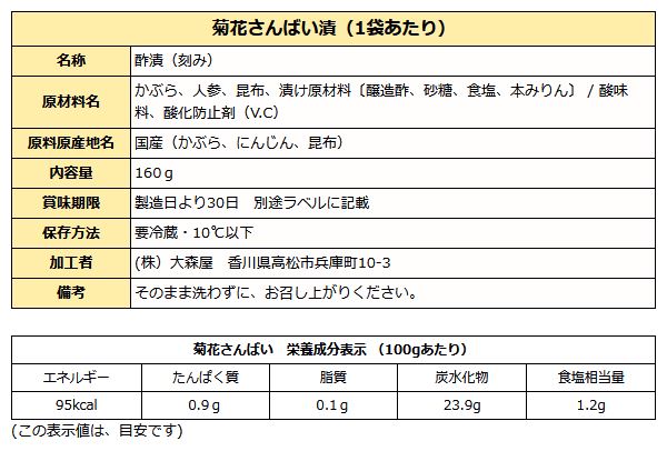 かぶの菊花さんばい漬け 160g袋入り  期間限定【クール便】