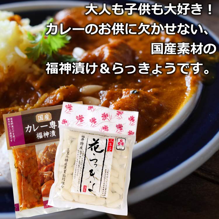 国産 カレー専用 福神漬＆ 福井県産 花らっきょ 送料無料 メール便 ( 国産 漬物 福神漬 らっきょう )